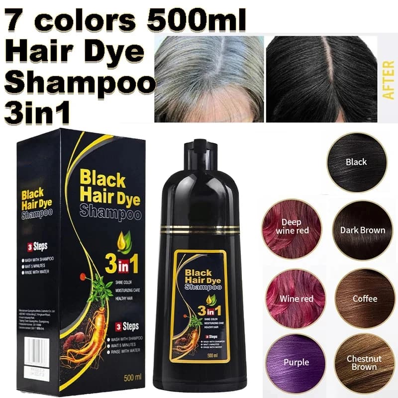 Shampoing de teinture pour cheveux noirs 3 en 1, coloration instantanée rapide, couverture grise et blanche, plante naturelle, teinture rapide,