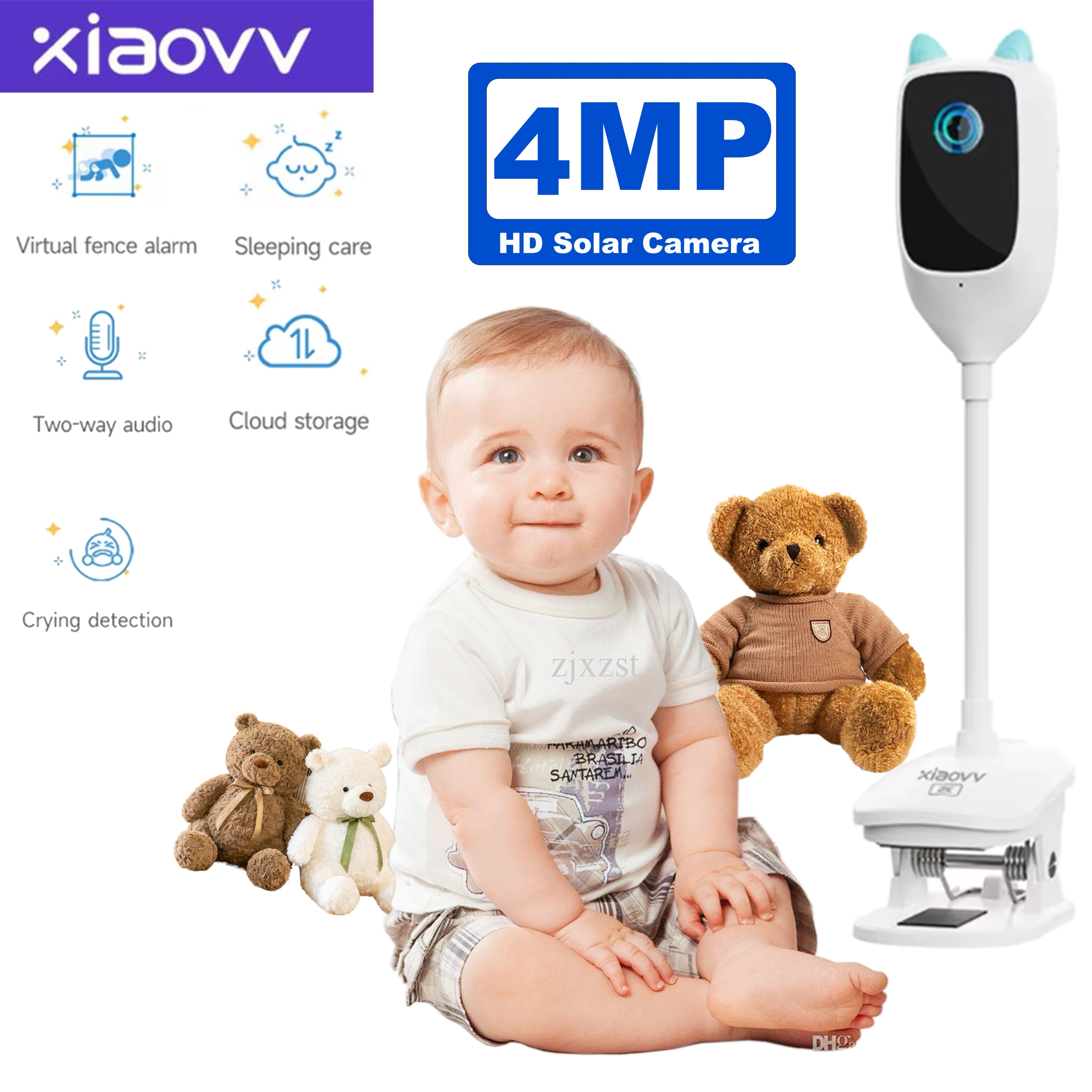 Moniteur de bébé à vision nocturne en couleur, caméra réseau rotative à 360 degrés, haute définition, détection intérieure des pleurs,