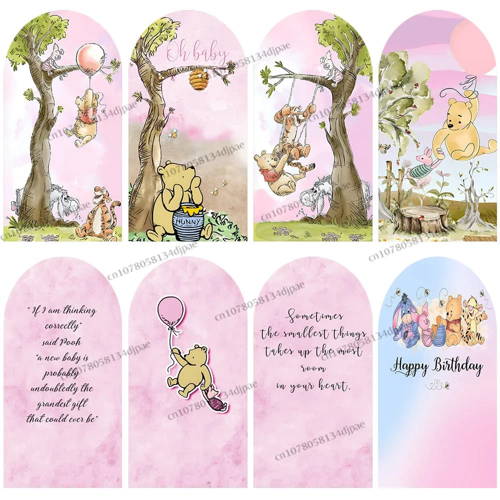 Winnie l'ourson bébé douche toile de fond arc décoration murale nouveau-né fille joyeux anniversaire fête fond couverture bannière fournitures