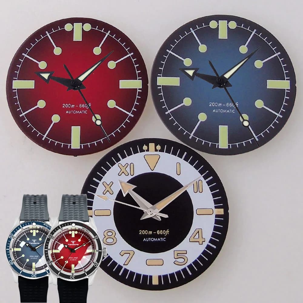 Cadran de montre de plongée 31 mm pour mouvement NH35 NH36 ETA2824 Miyota 8215, cadran vintage vert luminescent, accessoires de montre-bracelet de