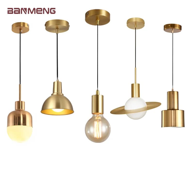Simplicité nordique E27 LED lustre lampe dorée petites lampes suspendues pour salle d'étude chambre chevet loft luminaire