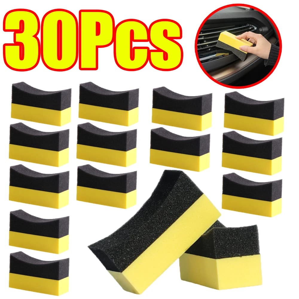1-30 pièces éponge de nettoyage de moyeu de roue de voiture éponge de polissage de cire outil de nettoyage de lavage voiture pour verre de voiture,