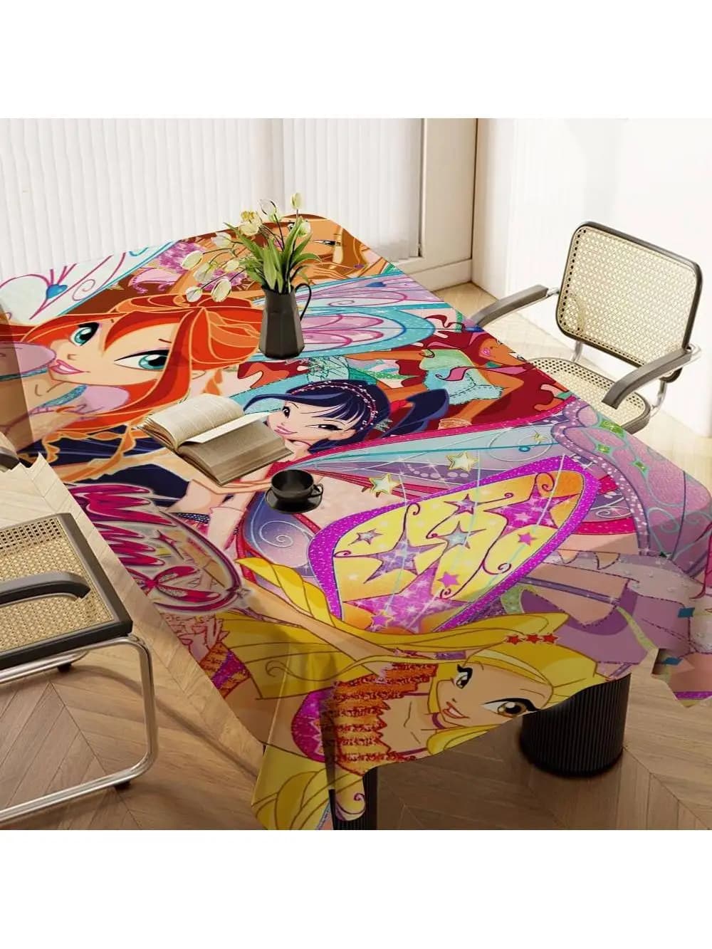 Nappe rectangulaire Girl-W-Winx Catoon Club pour fête d'anniversaire, mariage, Noël, couverture de table, nappe de bureau, décorations