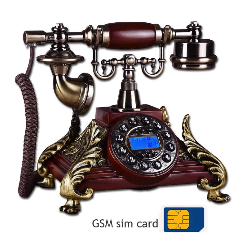 Téléphone sans fil avec carte SIM GSM 900 MHz 1800 MHz, style européen vintage, rouge et blanc, téléphone sans fil pour la maison, le bureau, la