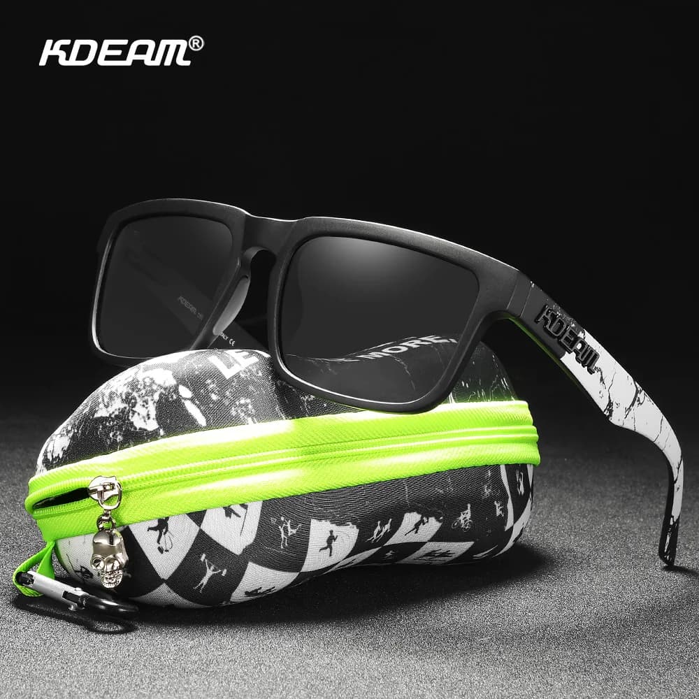 KDEAM-Lunettes de soleil polarisées pour hommes, verres de protection UV400, tout noir, conduite, pêche, miroir avec invitation GT
