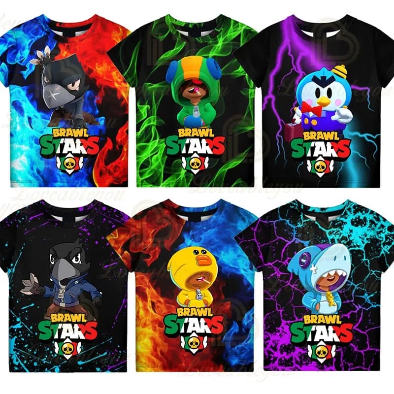 Brawling-Heros T-shirts requin pour enfants de 6 à 19 ans, Mr.P Game 3D, hauts de dessin animé pour garçons et filles, vêtements pour adolescents