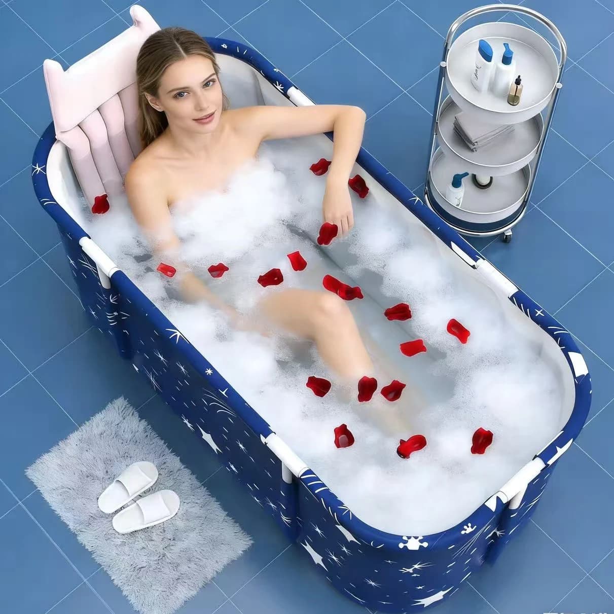 Baignoire pliante portable pour adultes et enfants, corps de bidet, baril de baignoire SPA, grande capacité, garder pliable, E27
