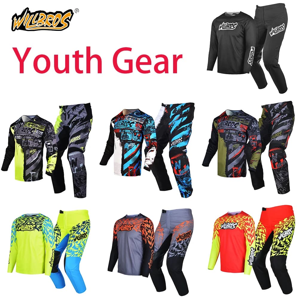 Willbros jeunesse enfant maillot et pantalon Combo Dirt Bike Motocross tout-terrain Enduro MX course enfants garçon fille équipement Combo