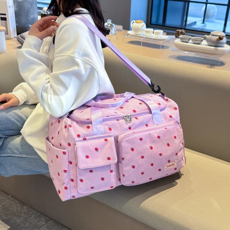 Sac fourre-tout de voyage en velours côtelé, sac de voyage de grande capacité avec compartiment à chaussures, sacs de sport et de Fitness pour