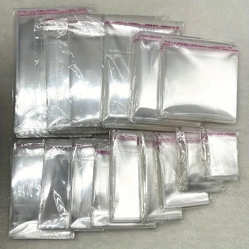 Sacs en plastique transparent auto-adhésifs OPP, 1000 à 100 pièces, sacs en cellophane transparents auto-scellants pour bijoux, cadeaux, biscuits,