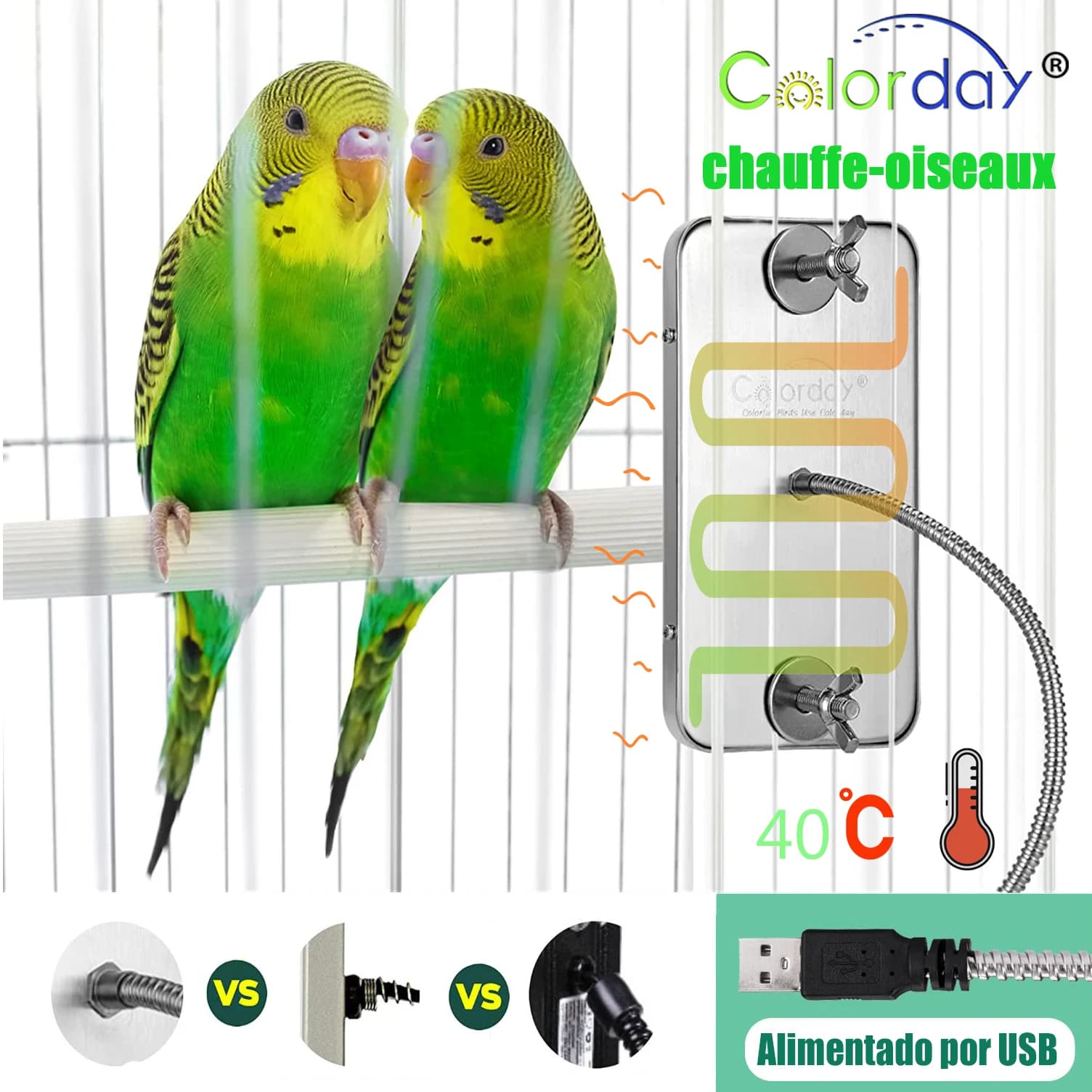 Chauffe-oiseaux pour perroquets, accessoires pour oiseaux, chauffage pour animaux de compagnie, lampe thermique pour cage à oiseaux, fournitures pour