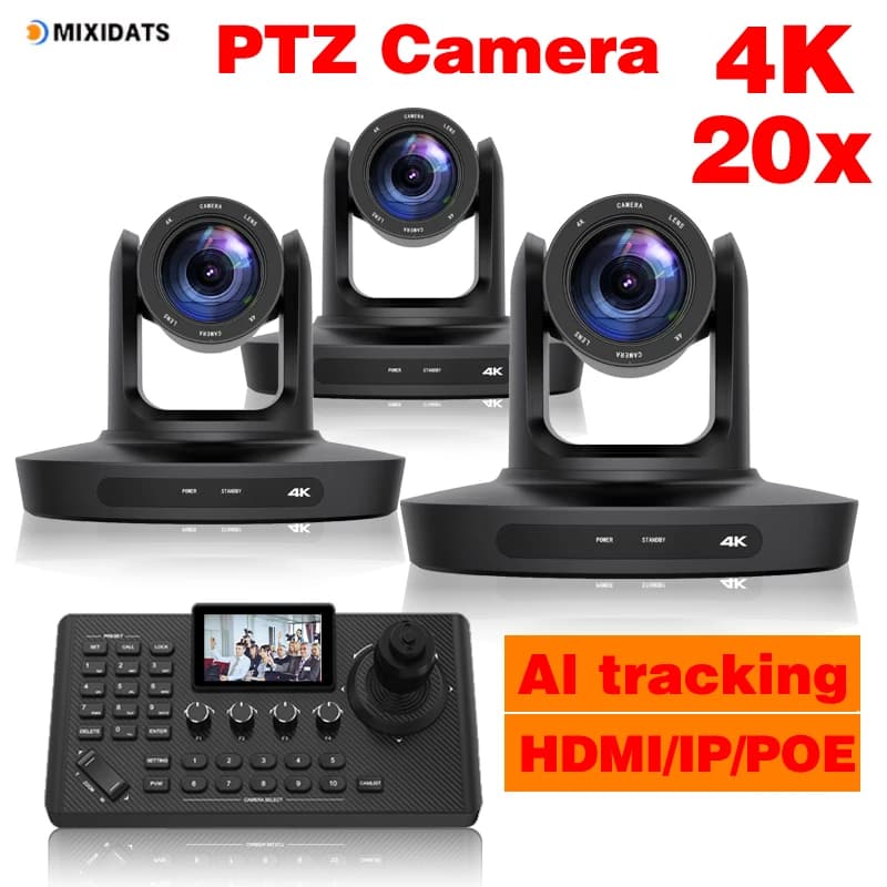 Caméra PTZ 4K 20X Zoom Kit de caméra de vidéoconférence réunion d'église diffusion en direct contrôleur de caméra PTZ pour vidéoconférence