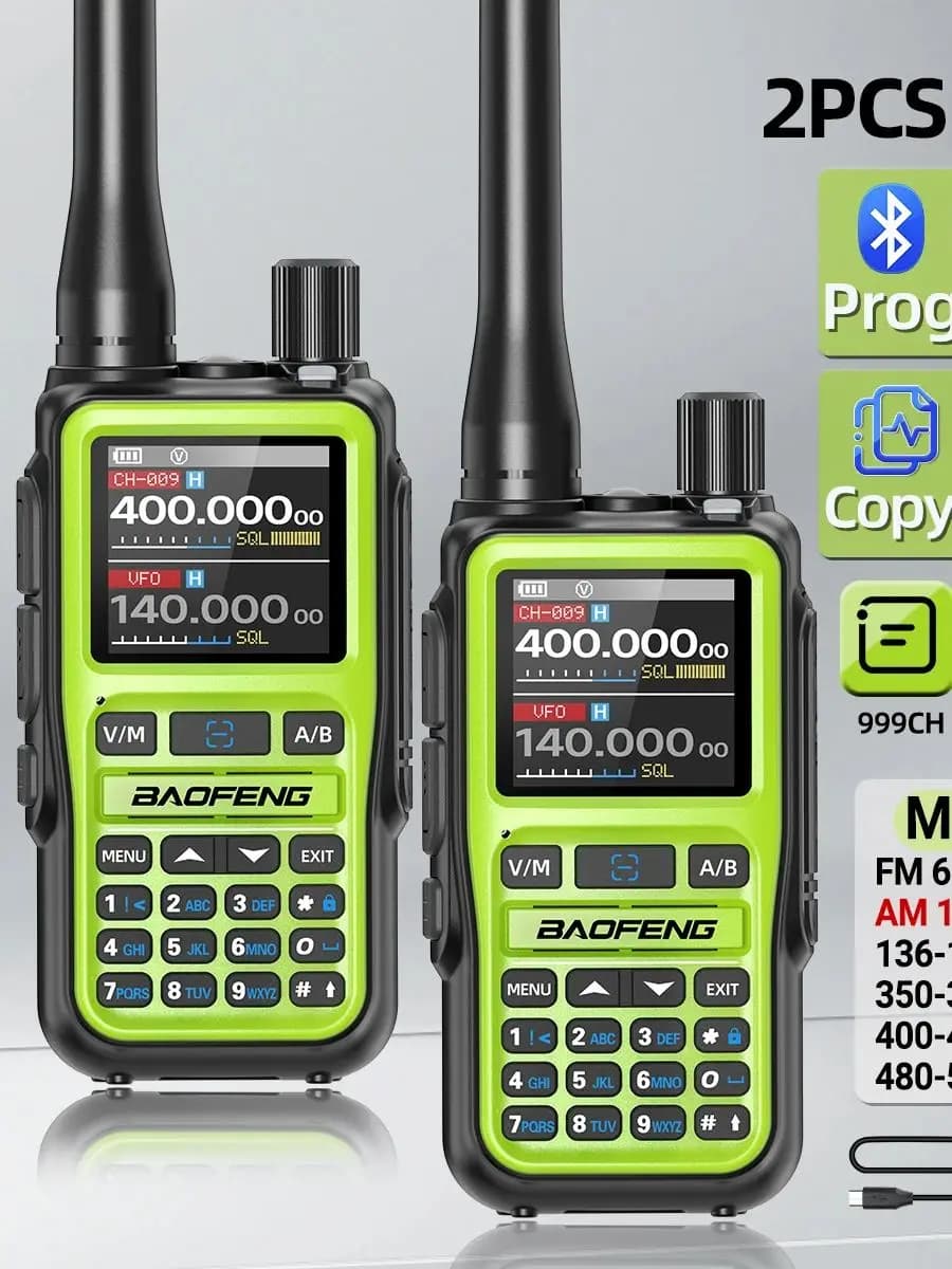 BAOFENG UV-5R Mini talkie-walkie multi-bande programmation Bluetooth fréquence de copie sans fil 999CH type-c longue portée Radio bidirectionnelle