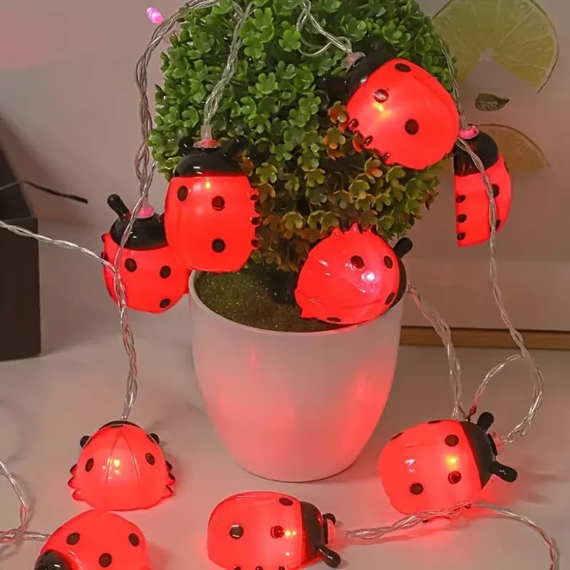 6M 40LED Rome décoration coccinelle chaîne lumières intérieur fête atmosphère noël batterie fleur fée lumières rideaux 176