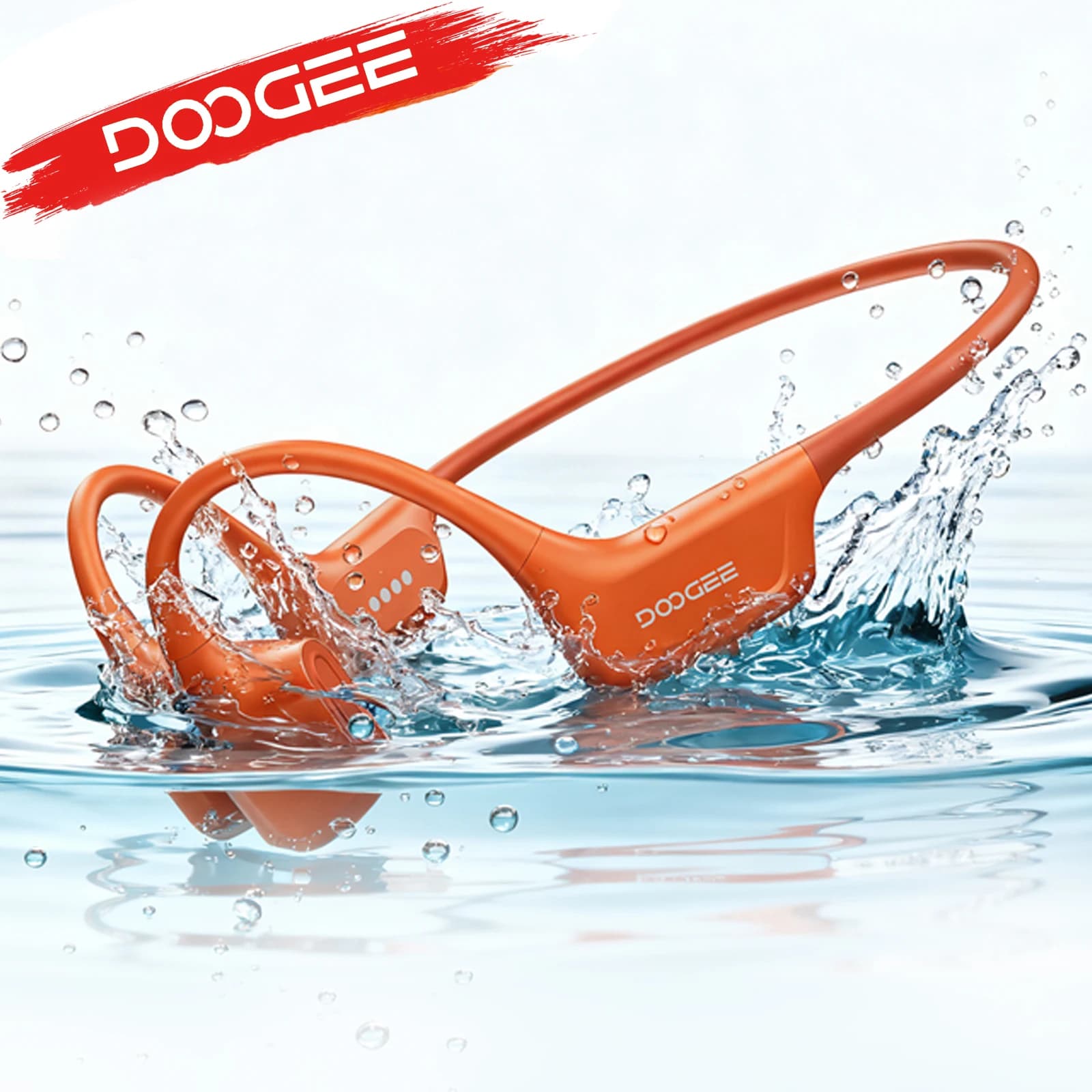 DOOGEE BoneAir Swim, écouteurs de sport à conduction osseuse, casque sans fil, étanche IP68, avec microphone, appels, musique, 64 Go