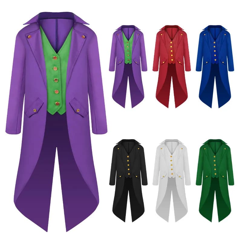 Steampunk gothique médiéval manteau veste gilet costume adulte enfants hommes Halloween