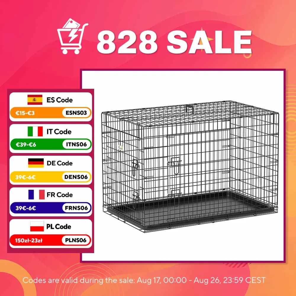 PawHut Cage caisse de transport pliante pour chien en métal noir 92 x 57 x 62,5 cm