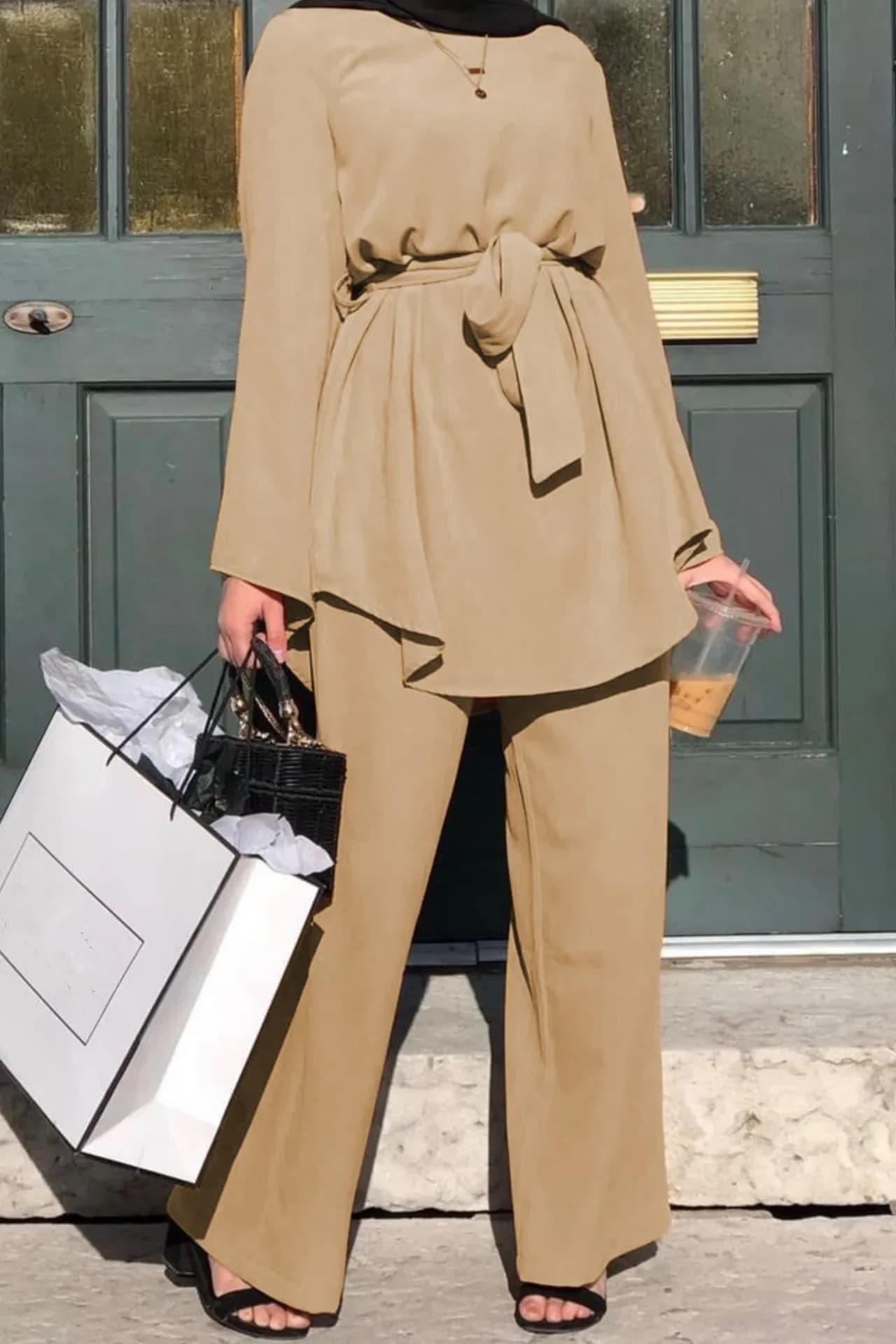Abaya-Robe Deux Pièces pour Femme Musulmane, Kimono Turc, Pantalon en Y, Hijab, Caftan de Dubaï, Kaftan, Vêtements Islamiques à la Mode