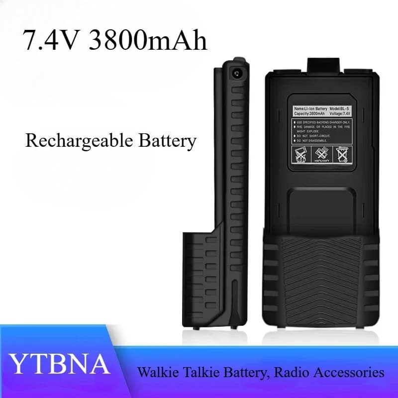 Compatible avec BaoFeng UV-5R Plus, batterie Rechargeable 7.4V 3800mAh, accessoires Radio UV5RA, batterie pour talkie-walkie étendue BL-5