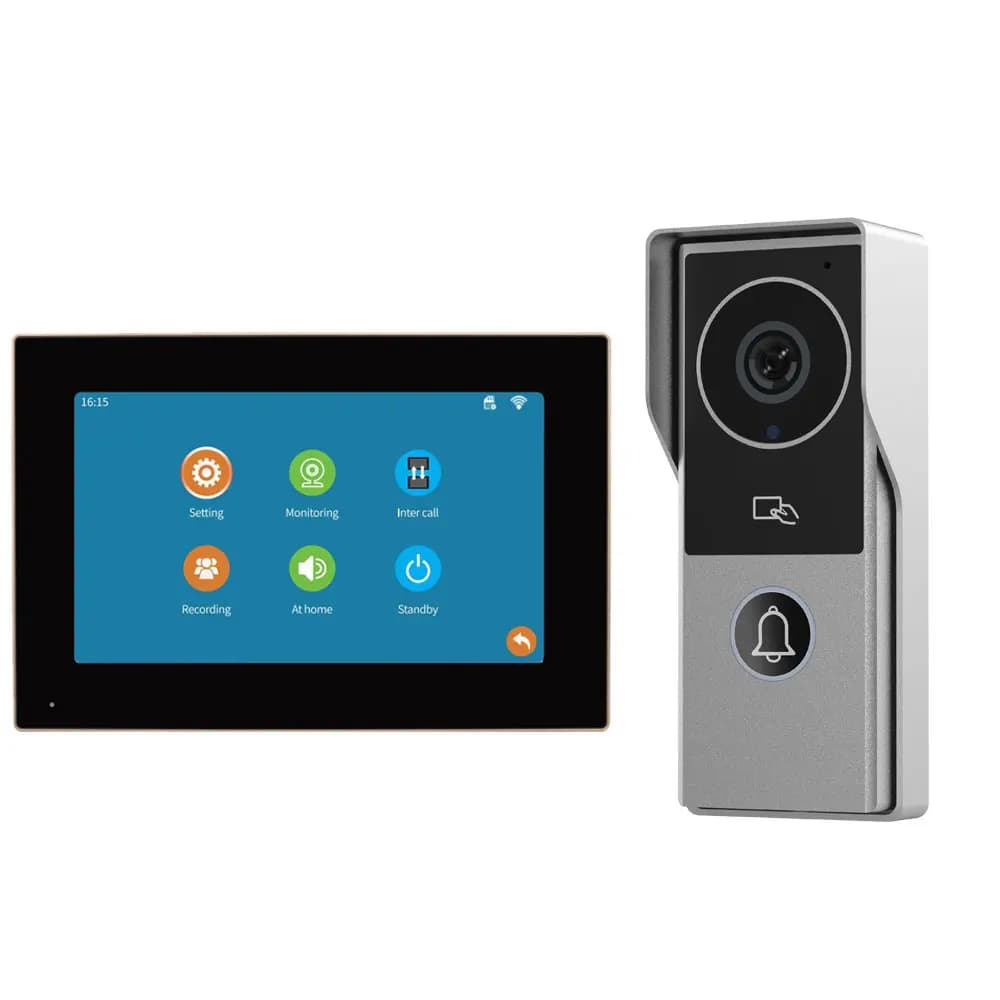 Kit Interphone Vidéo Connecté Wi-Fi 2.4 GHz avec Application Tuya, Caméra HD, Appel Vidéo, Déverrouillage Tactile et Moniteur pour Maison