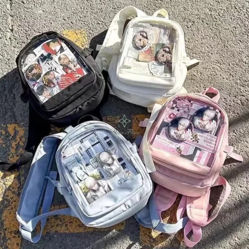 Y2K mignon Mini sac à dos femmes Kawaii Ita sac doux fille sac à dos Transparent bricolage personnalité affichage sac à dos Lolita sac à