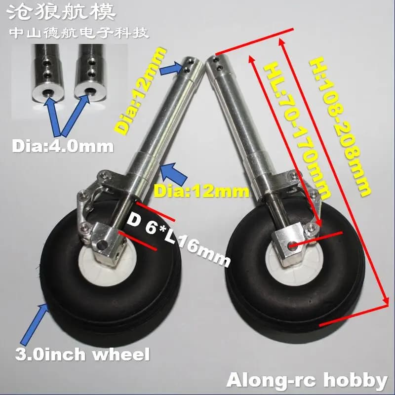 Une paire de train d'atterrissage à genoux D4, 70 80 90 à 160 170mm, amortisseur arrière principal, adapté aux modèles de bricolage de 3 à 6kg,