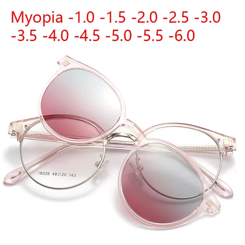 Lunettes de soleil 2 en 1 à monture ovale, aimant polarisé, Clip Transparent, optique, myopie, lunettes de soleil magnétiques à clipser