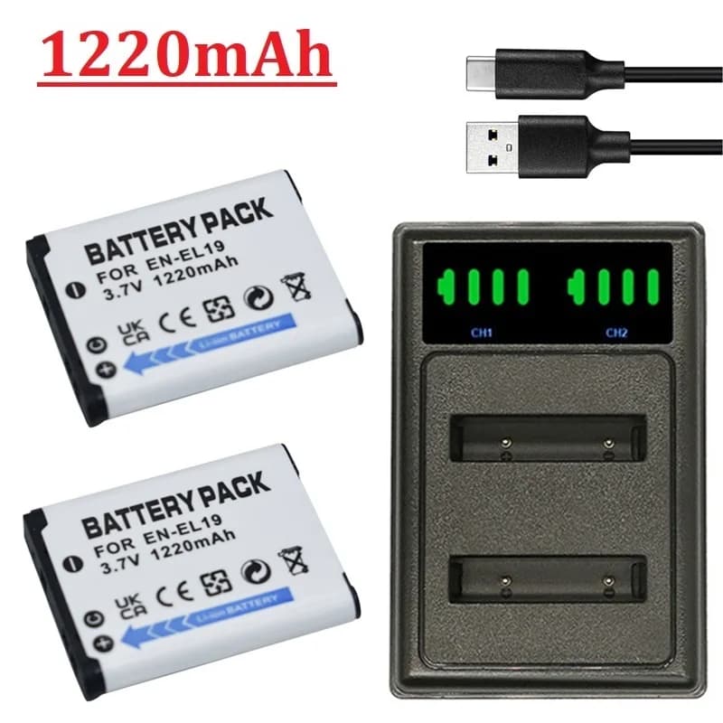 1220 mah EL19 EN-EL19 batterie EN EL19 pour Nikon Coolpix S32 S33 S100 S2500 S2750 S3100 S3200 S3300 S3400 S3500 batterie d'appareil photo