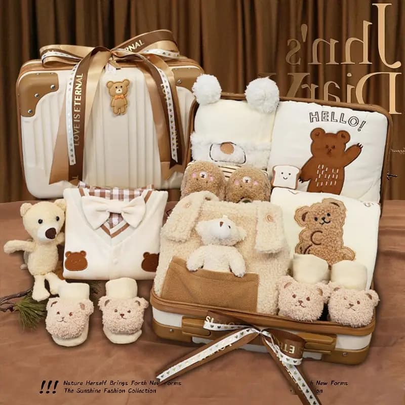 Cadeau bébé pleine lune cadeau de cent jours cadeaux pour bébé luxe nouveau-né réunion ensemble de vêtements d'hiver boîte-cadeau