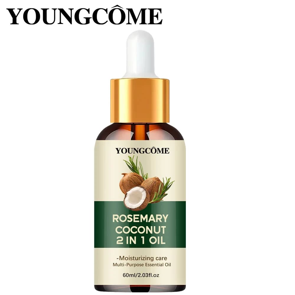 Huile essentielle de romarin et d'huile de noix de coco pour améliorer la perte de cheveux et nourrir, renforcer les racines des cheveux, traitement