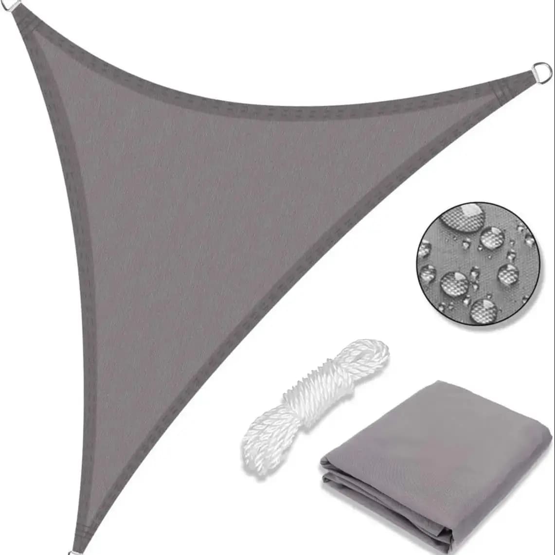 Voile d'ombrage de jardin imperméable 2/3/5/7M, auvent triangulaire de jardin avec cordes, protection UV, parasol de patio, abri solaire