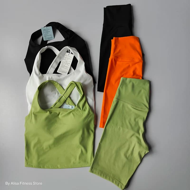 Ensemble de soutien-gorge de yoga pour femmes, vêtements de sport, fitness, haut court à manches longues, short taille haute, olympiques de sport,