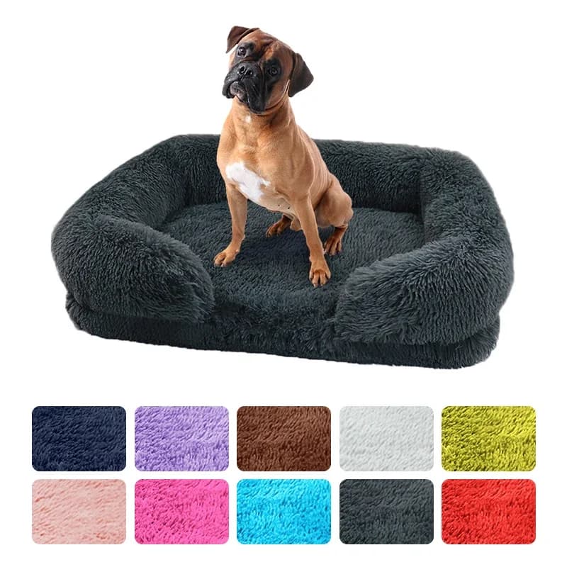 Coussin pour chien en peluche, lit pour animaux de compagnie, coussin épais d'hiver, canapé-lit pour chien, coussin amovible, pour petits et grands