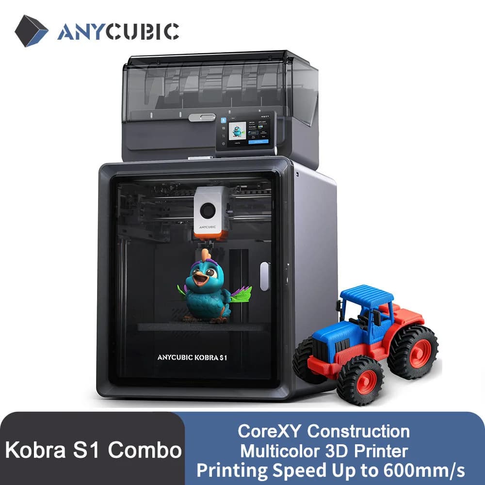 Anycubic Kobra S1 Combo imprimante 3D multicolore vitesse maximale 600 mm/s noyau XY Structure Stable imprimante 3D de haute précision