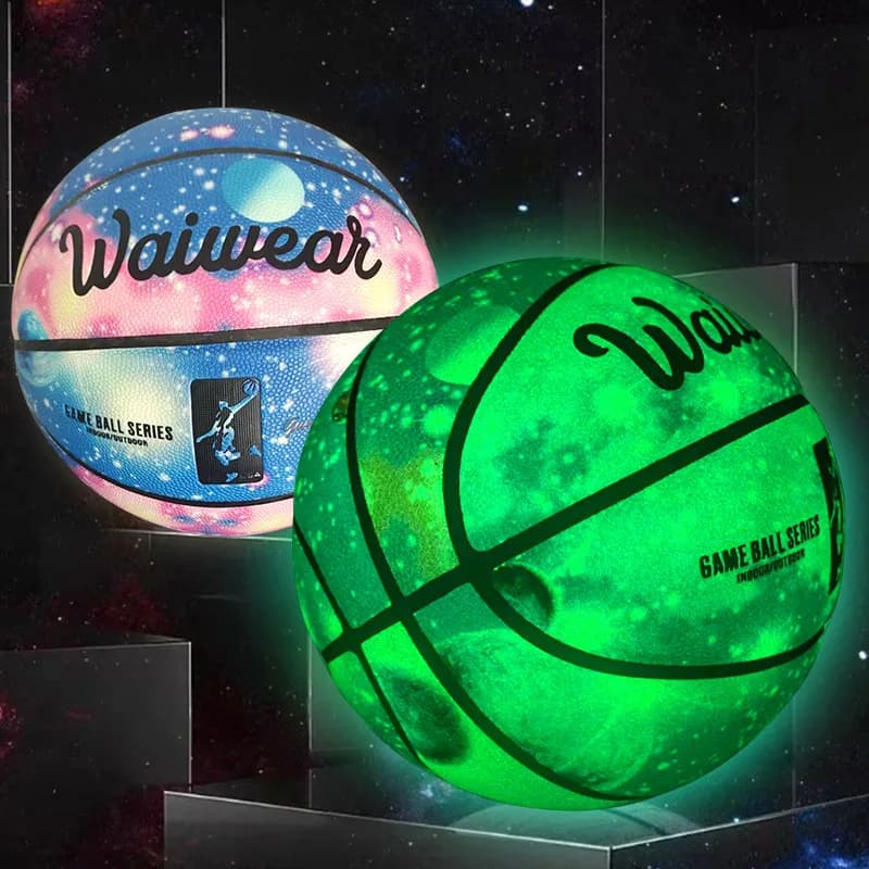 Basket-ball lumineux No.5 pour enfants, balle en cuir souple réfléchissant pour adultes, résistant à l'usure, cadeau d'anniversaire en plein air