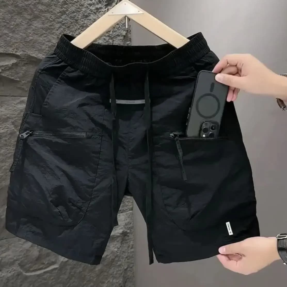 Short Cargo d'été pour hommes, avec poches et fermeture éclair, marque tendance, polyvalent, ample, séchage rapide, sport, ample, décontracté,