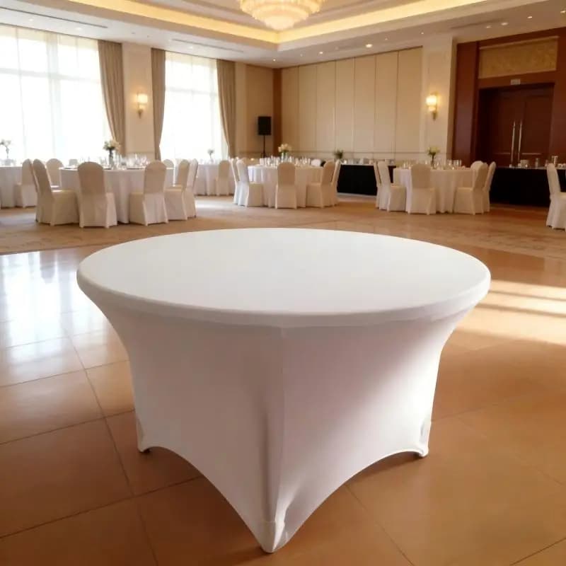 Nappe en Spandex Ronde Extensible Ajustée avec Élastique pour Décoration de Mariage, Fête d'Anniversaire, Hôtel, Fêtes et Célébrations