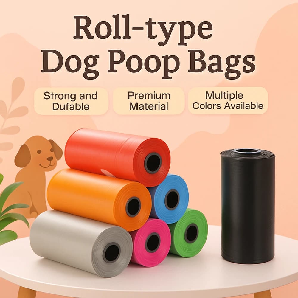 Sacs à déjections pour animaux de compagnie, sacs à crottes pour chiens pour nettoyage extérieur, sacs à crottes multicolores en rouleau continu,