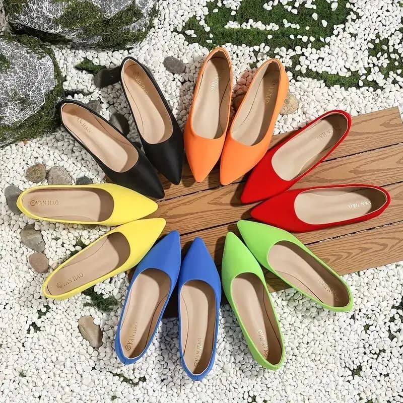 Chaussures Plates en Microcarence pour Femme, Chaussures d'Extérieur Décontractées, Pointues Parker Orange 33 48 47, Couleurs Bonbons