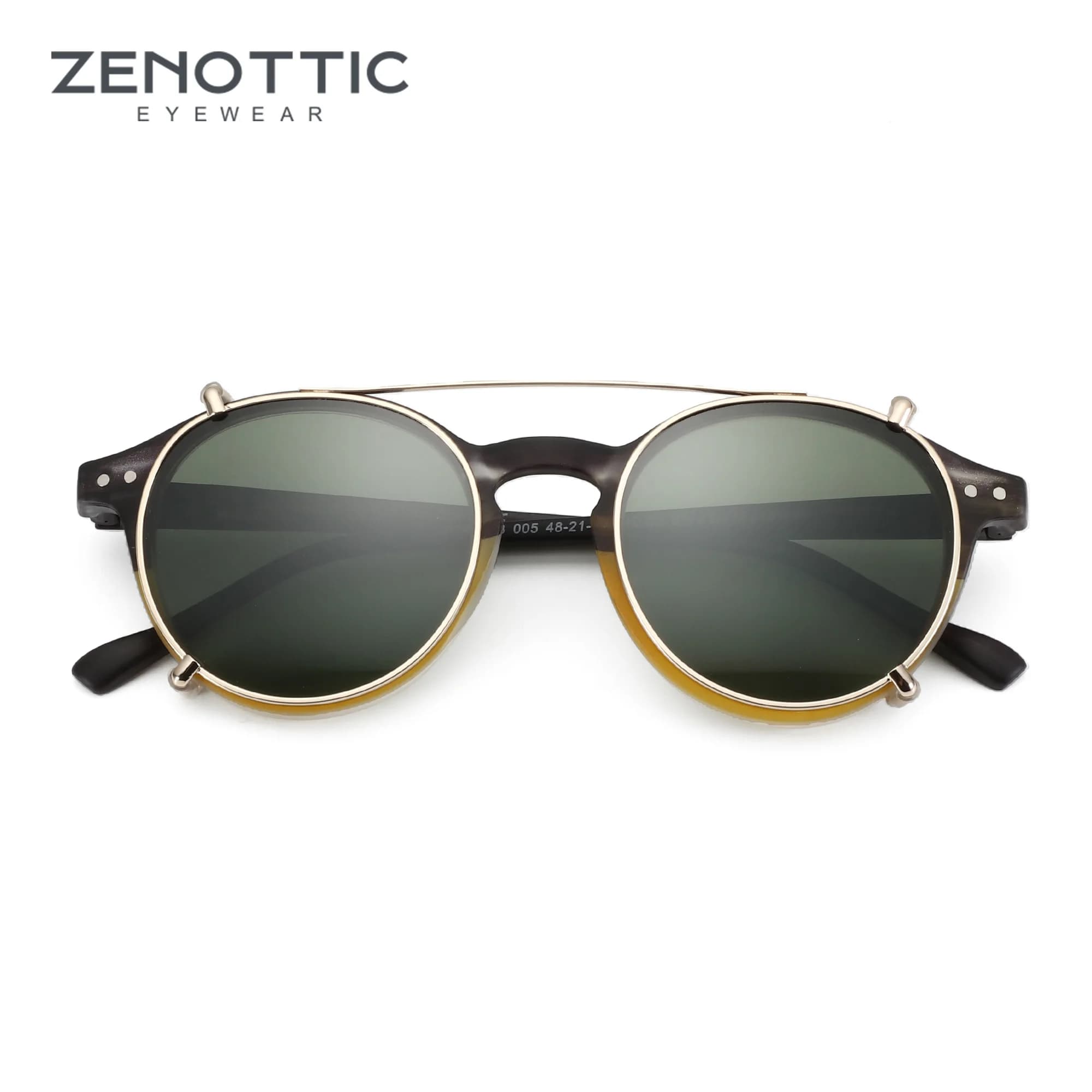 ZENOTTIC-Steampunk Style pince sur lunettes de soleil pour hommes femmes Anti lumière bleue lunettes + pince polarisée mode/rétro lunettes