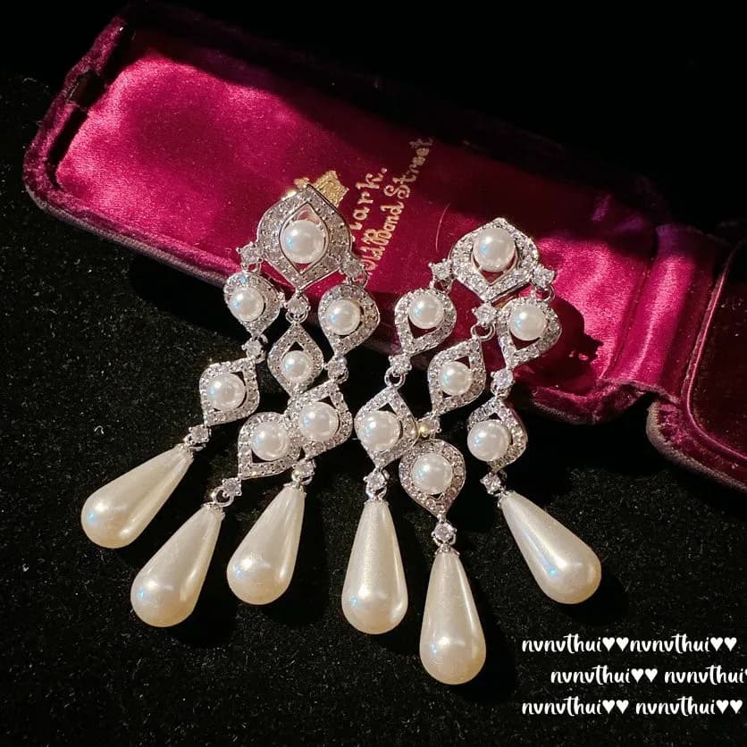 Boucles d'oreilles à pampilles longues exagérées, nouvelle mode Vintage, aiguille en argent 2023, perles d'eau douce exagérées, bijoux de