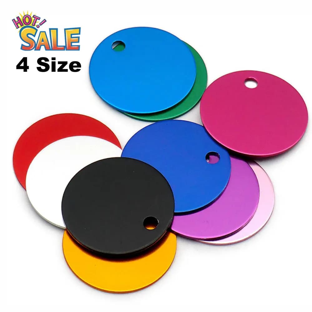 Étiquette d'identification ronde en aluminium pour chien, 100 pièces, nom personnalisé pour chiens et chats, étiquettes d'identification pour