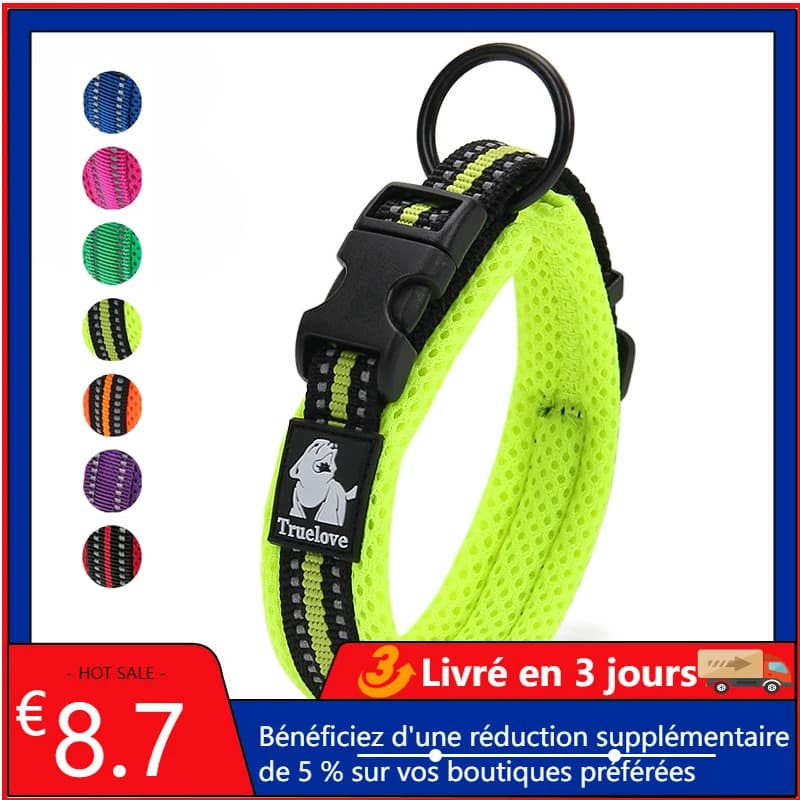 Winhyepet – collier de promenade pour chien, confortable, rembourré, avec boucle, en Nylon, disponible en 11 couleurs, taille XXS-XXXL
