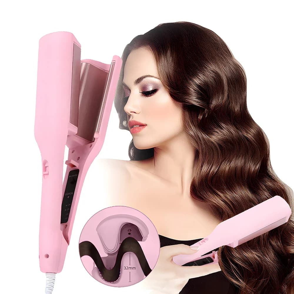 Fer à friser les cheveux 32mm bigoudi vague profonde 4 températures réglables chauffage rapide fer à sertir baguette de coiffure pour tous les