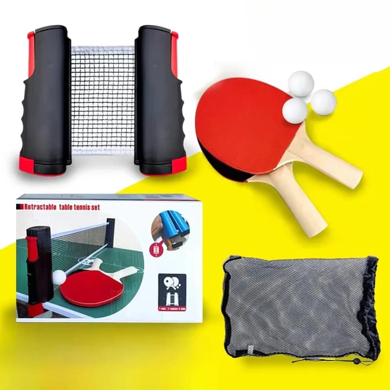 Ensemble combiné de raquettes de ping-pong avec filet extensible ou filet de ping-pong portable à main
