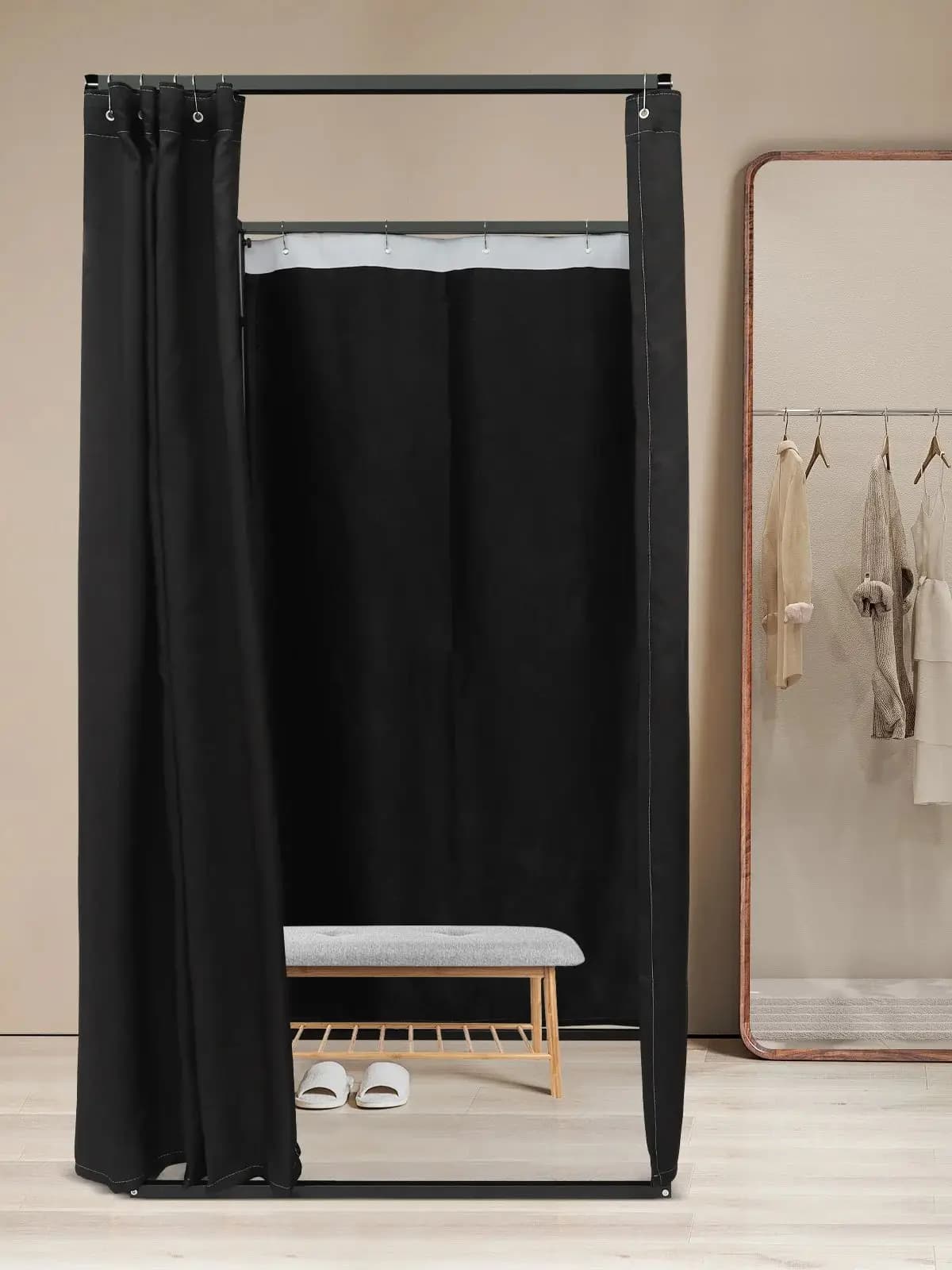 Cabine d'essayage portable pour magasin de vêtements, cabine de change à rideaux, séparateur de pièce privé, pour salle d'essayage, magasins de