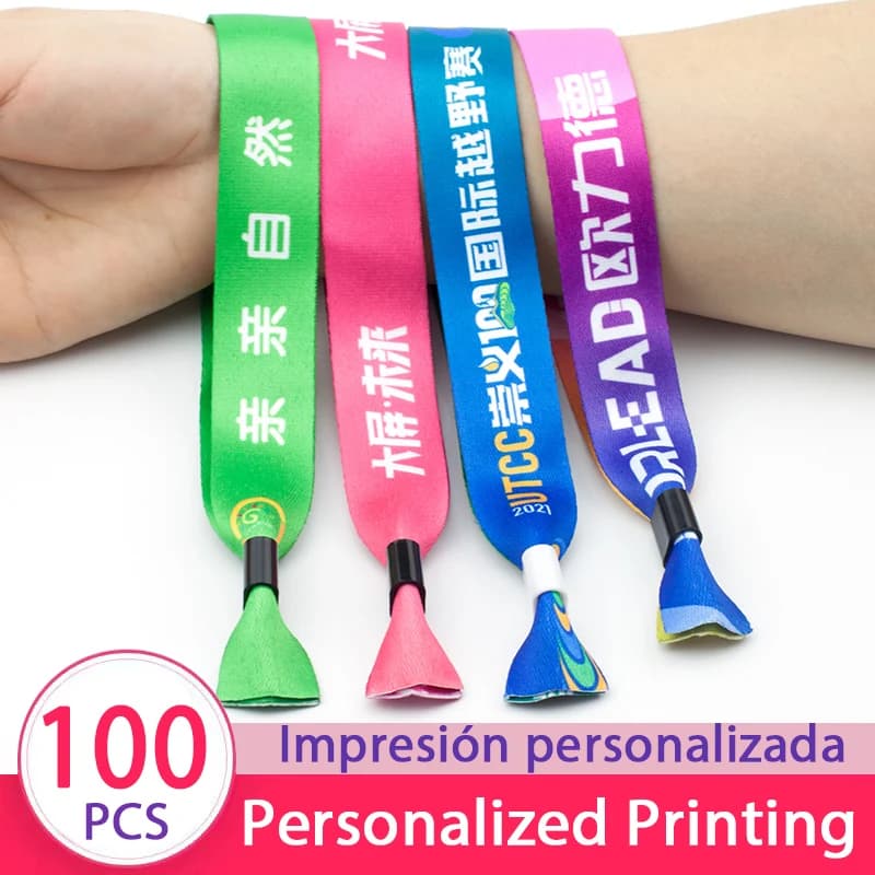 Bracelet en nylon imprimé personnalisé, ruban personnalisé, lanière colorée personnalisée, festival, JOWith, logo, lettre, 100 pièces