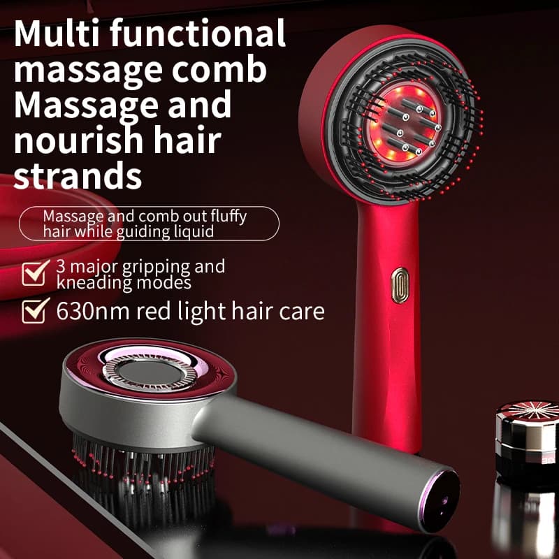 Peigne de Massage électrique par Vibration du cuir chevelu, masseur de tête infrarouge, lumière rouge, applicateur d'huile liquide pour la
