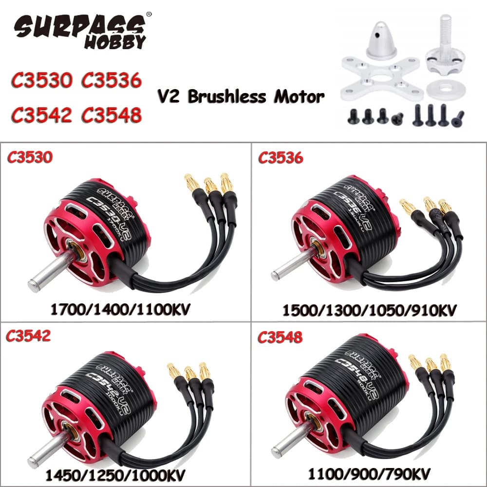 SURPASS HOBBY-Moteur sans Balais pour Avion RC, Pièces de Modèles, V2 C3530 C3536 C3542 C3548