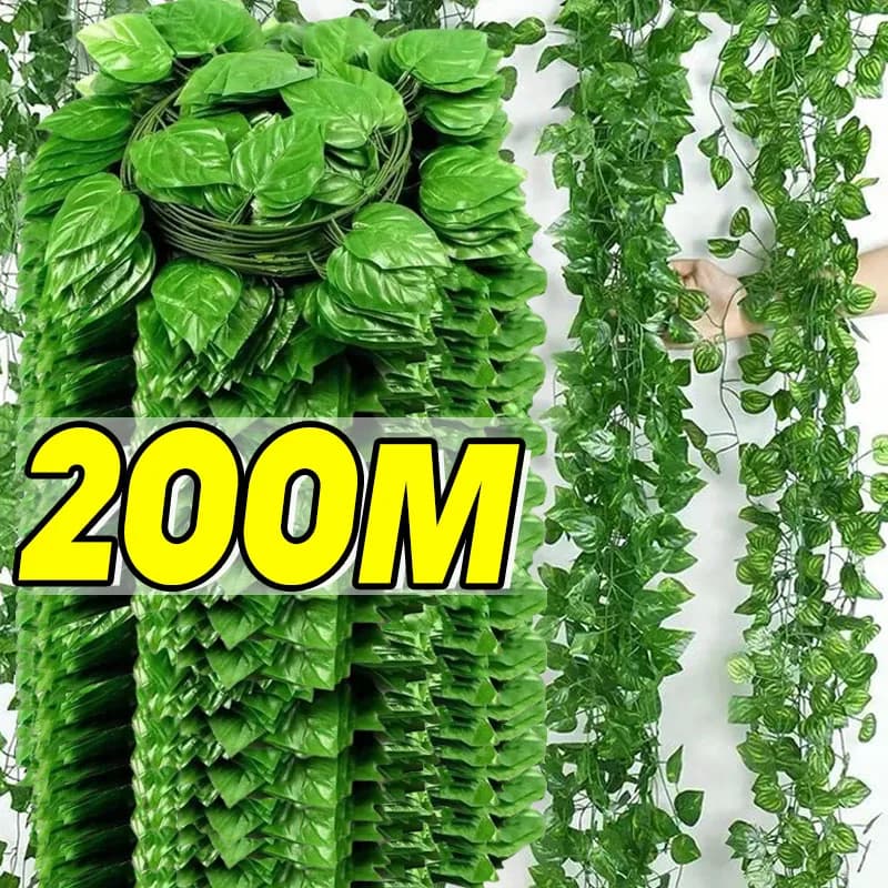 Feuilles de lierre vertes artificielles en rotin, guirlande suspendue de vigne, fausses fleurs, plantes pour jardin, fête de mariage, décoration de